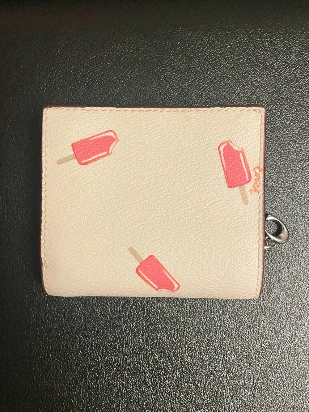 Coach Pink Popsicle Print Cream Leather Small Snap Wallet